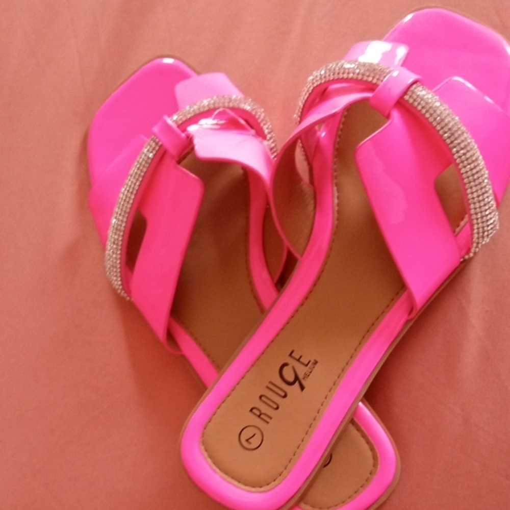 Rouge Helium Vibrant Pink Sandals with Sparkling Accents